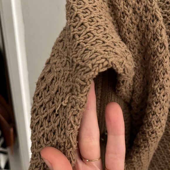 Anthropologie Sparrow Tan Hooded Knit Cardigan with Snap Buttons Size S - Picture 9 of 9